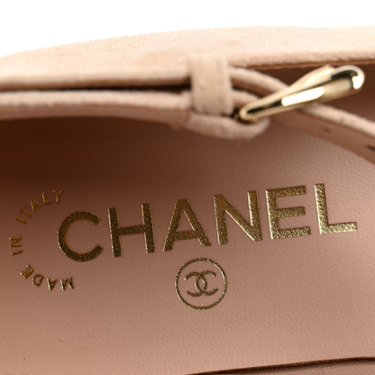 Chanel Suede Patent Cap Toe CC Mary Jane Flats 40 Light Pink Black 7 of 10