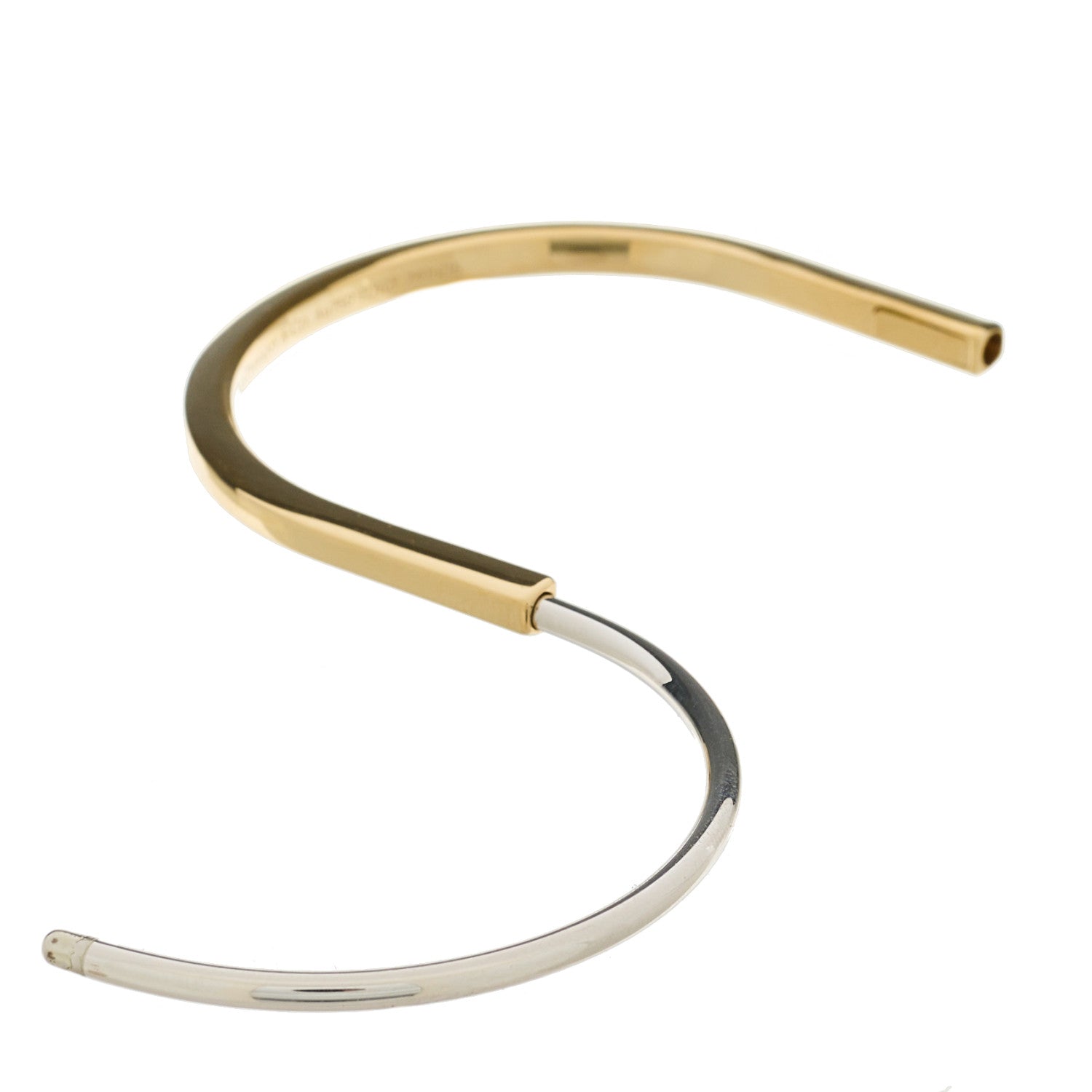 Tiffany 18K Yellow White Gold Lock Narrow Bangle Bracelet 5 of 6