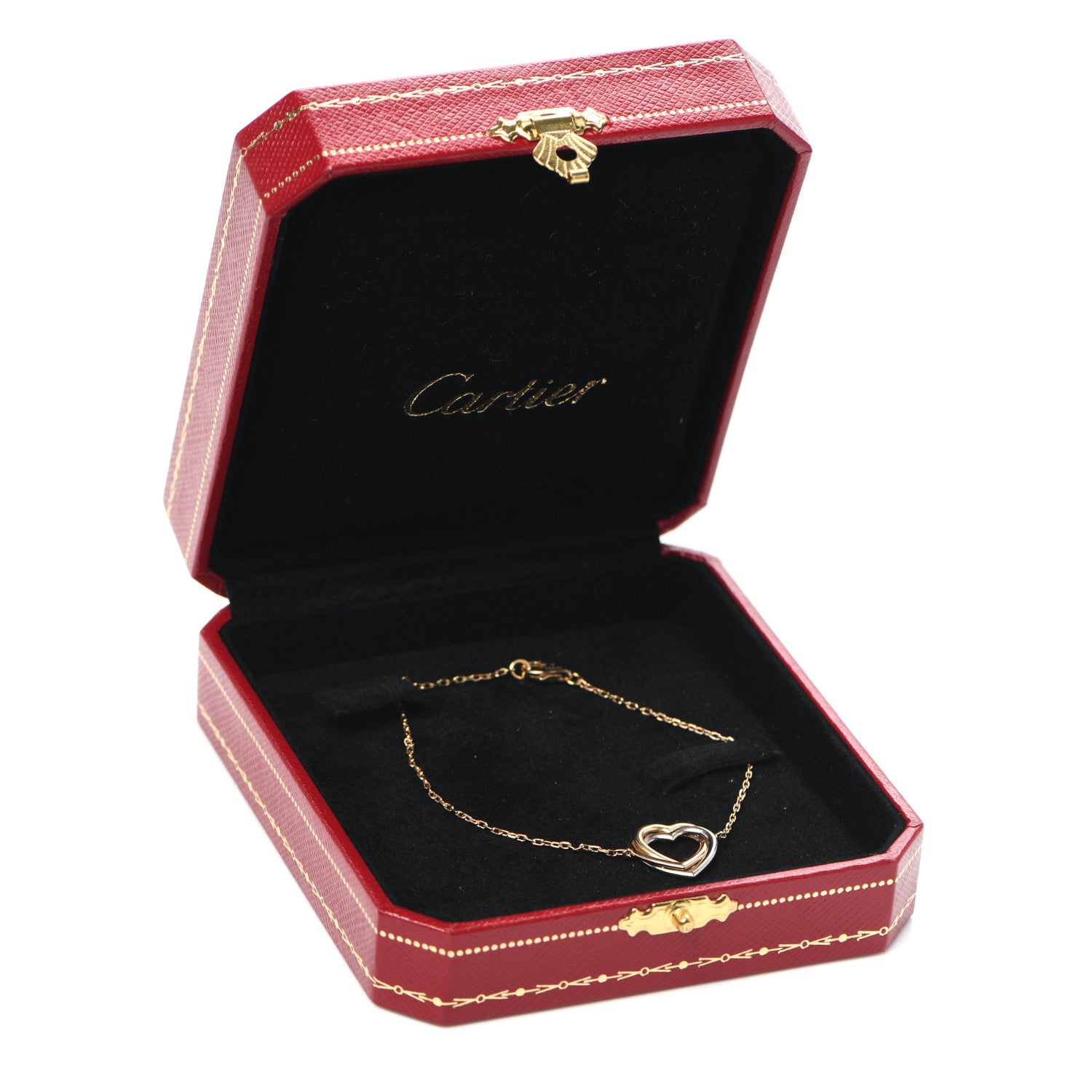 Cartier 18K Pink Yellow White Gold Trinity Heart Bracelet 7 of 7