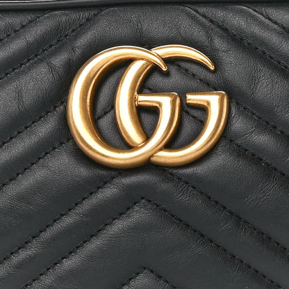 Gucci Calfskin Matelasse Small GG Marmont Chain Shoulder Bag Black 9 of 11