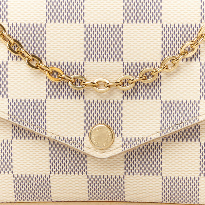 Louis Vuitton Damier Azur Pochette Felicie Chain Wallet Rose Ballerine 9 of 12