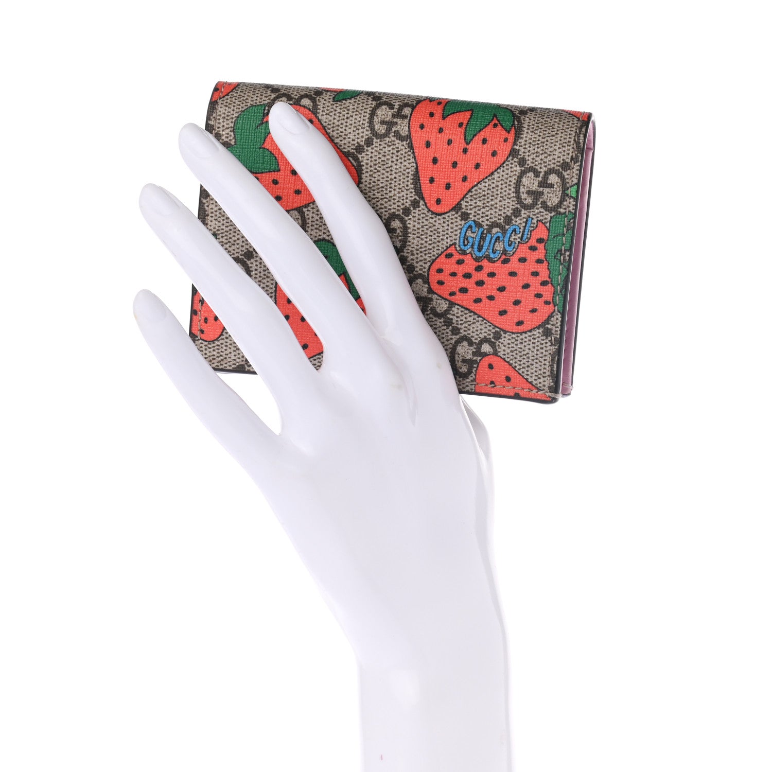 Gucci GG Supreme Monogram Strawberry Card Case 2 of 7