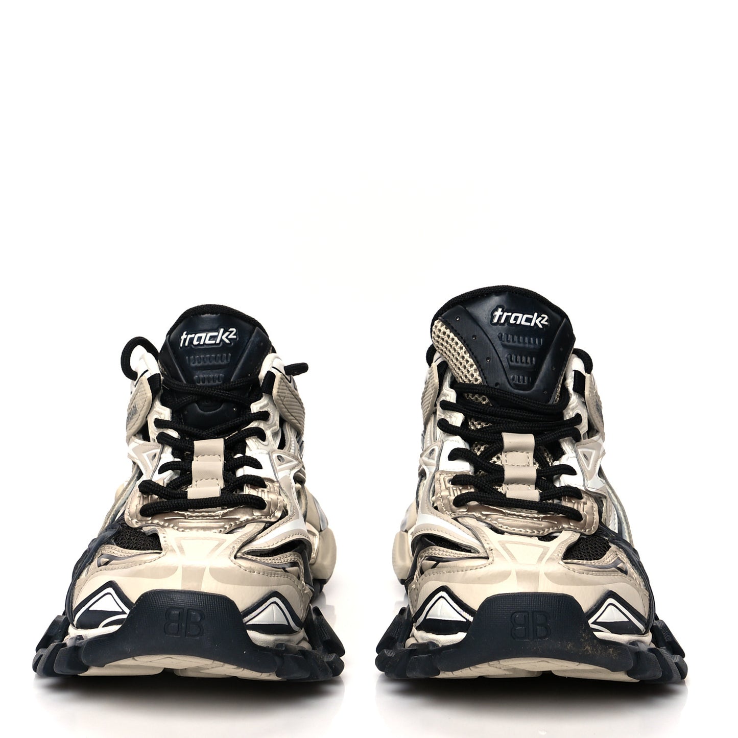 Rubber Mesh Bi-Color Mens Track.2 Open Sneakers 40 Beige Black