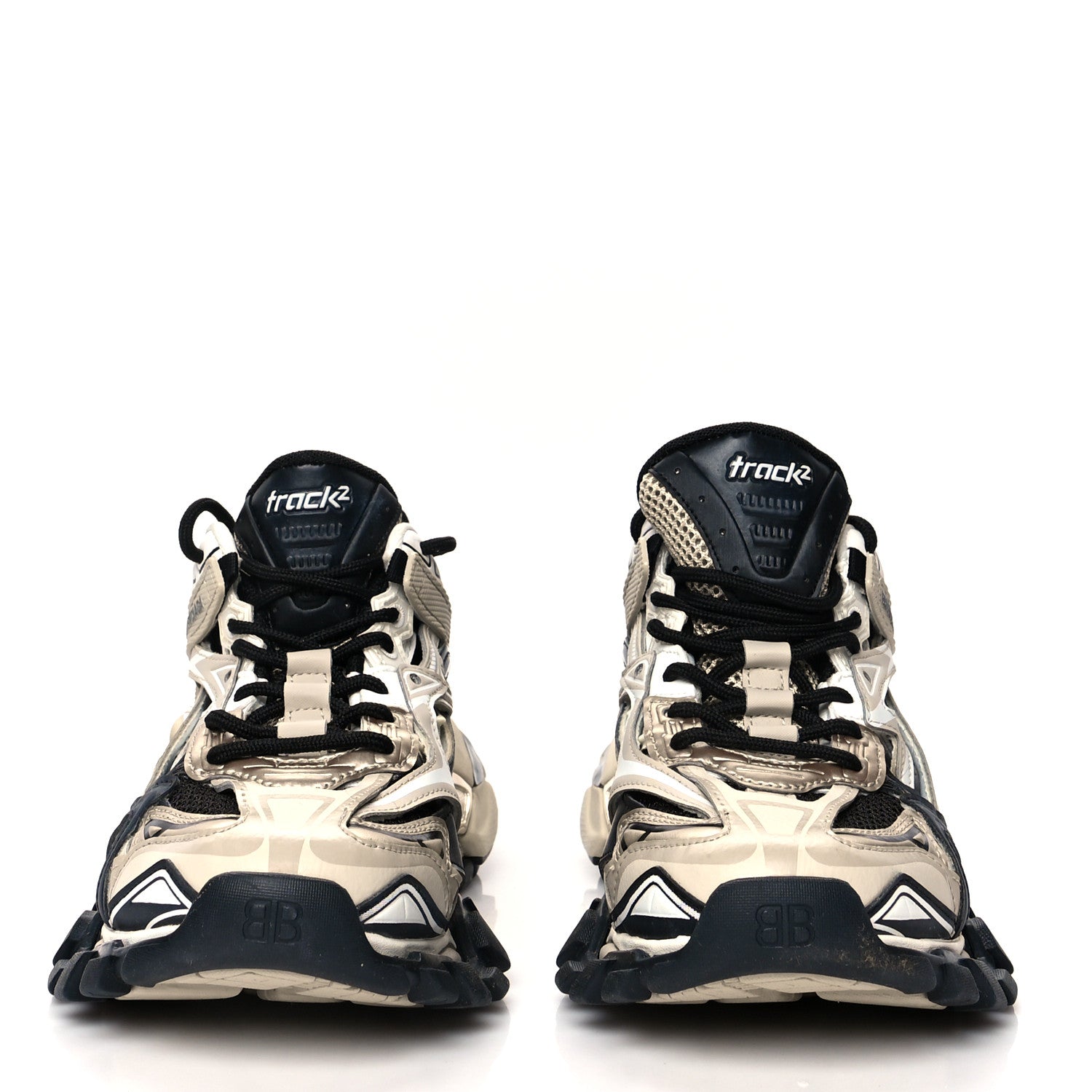 Balenciaga Rubber Mesh Bi-Color Mens Track.2 Open Sneakers 40 Beige Black 2 of 7