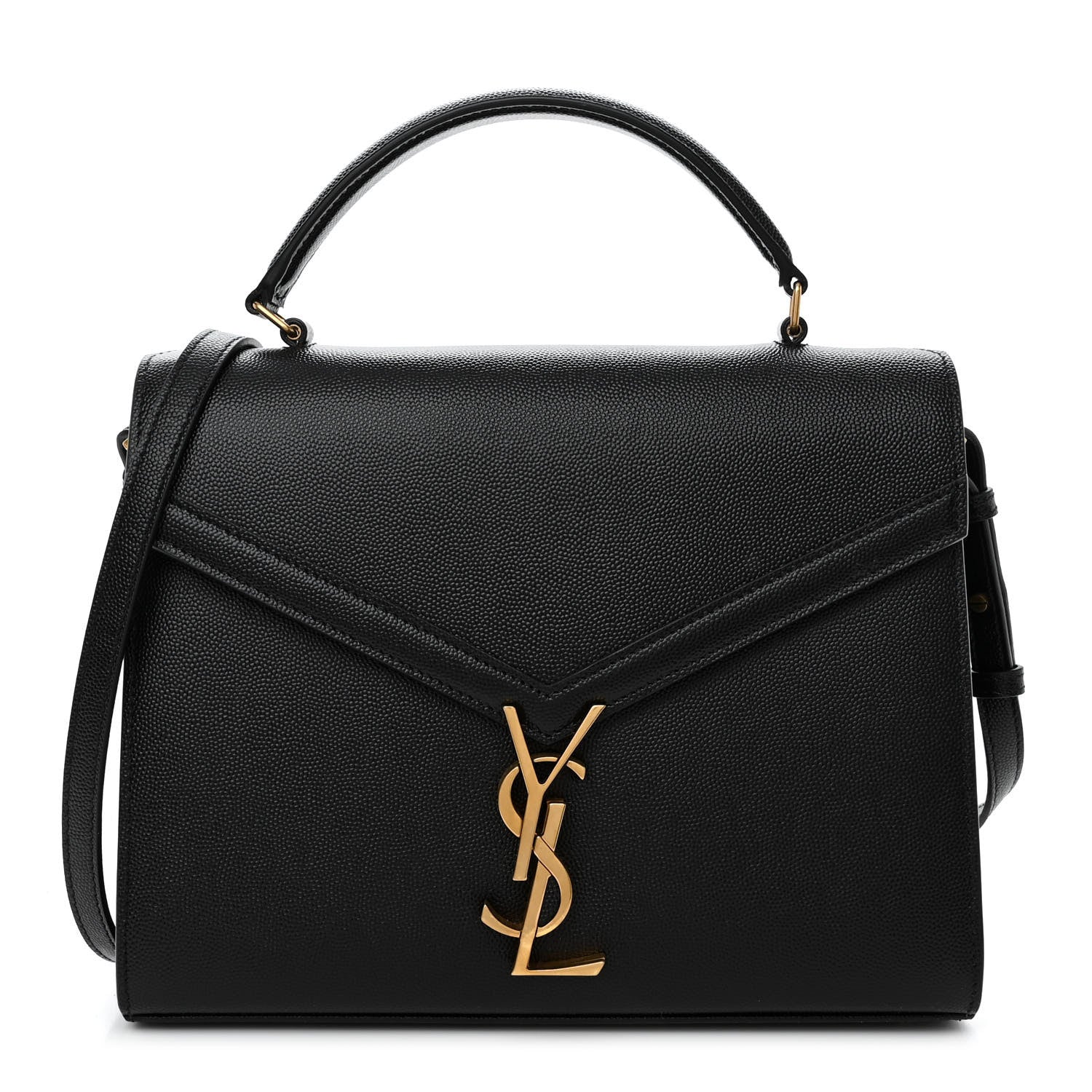 Saint Laurent Grain de Poudre Medium Classic Monogram Cassandra Top Handle Black 1 of 9