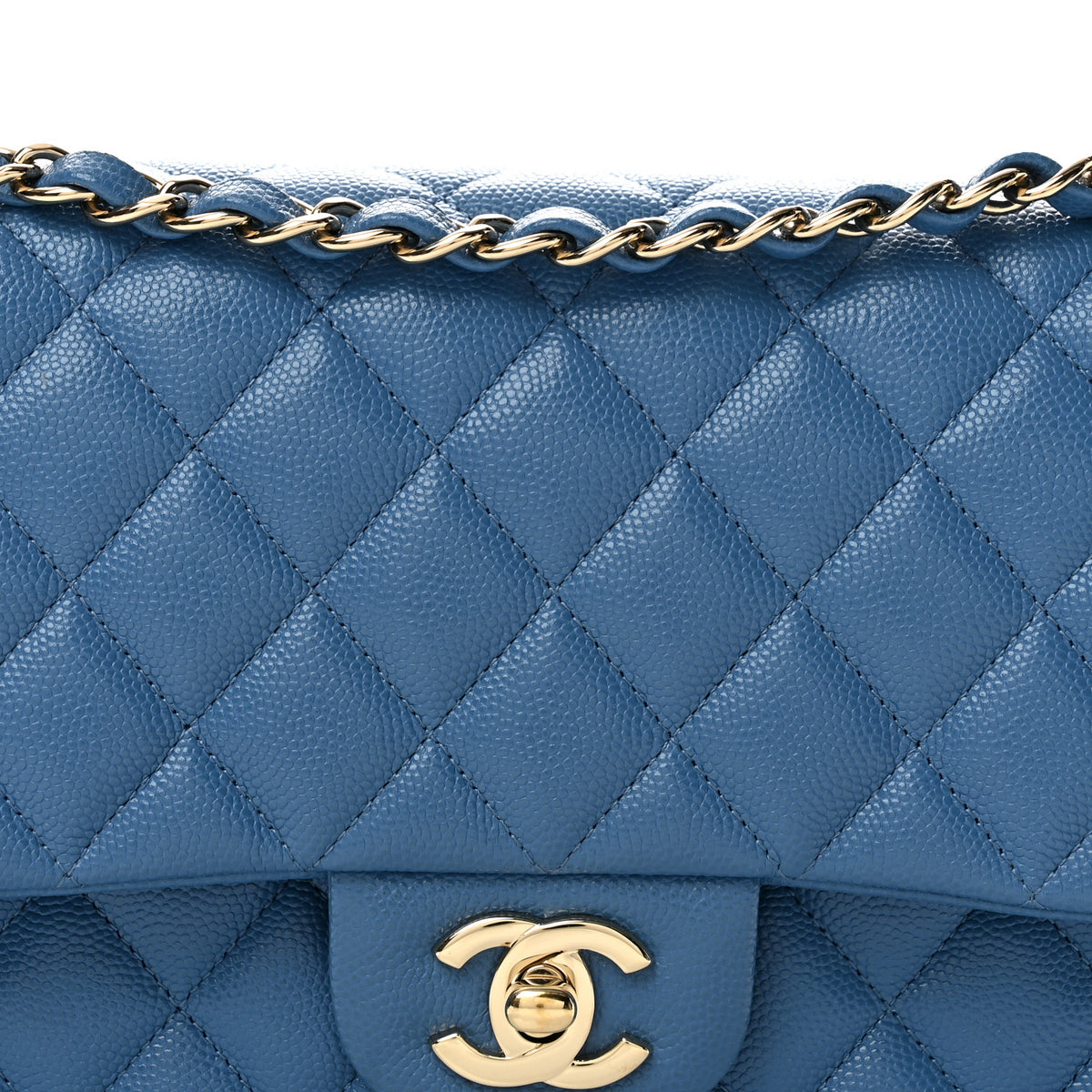 Chanel Caviar Quilted Medium Double Flap Blue 8 of 14