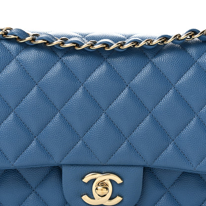 Chanel Caviar Quilted Medium Double Flap Blue 8 of 14