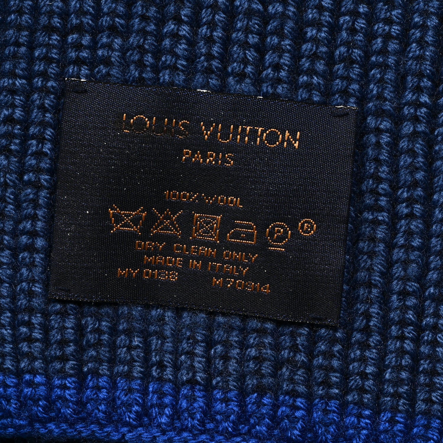 Louis Vuitton Wool Upside Down Scarf Navy Blue 3 of 3