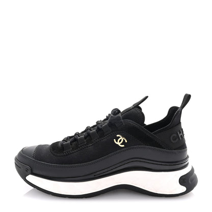 Chanel Velvet Calfskin Mixed Fibers CC Sneakers 38.5 Black 1 of 9