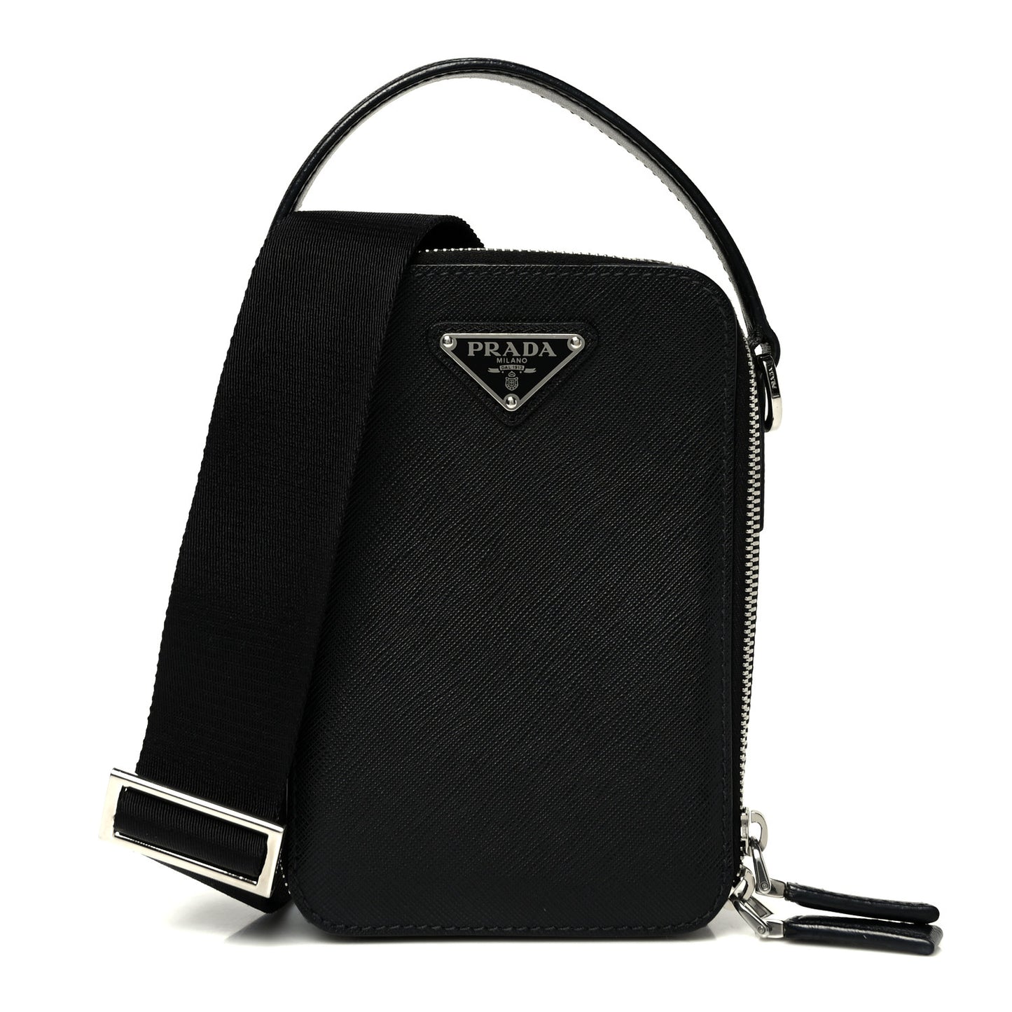 Saffiano Travel Brique Crossbody Messenger Bag Black