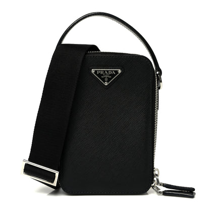 Prada Saffiano Travel Brique Crossbody Messenger Bag Black 1 of 10