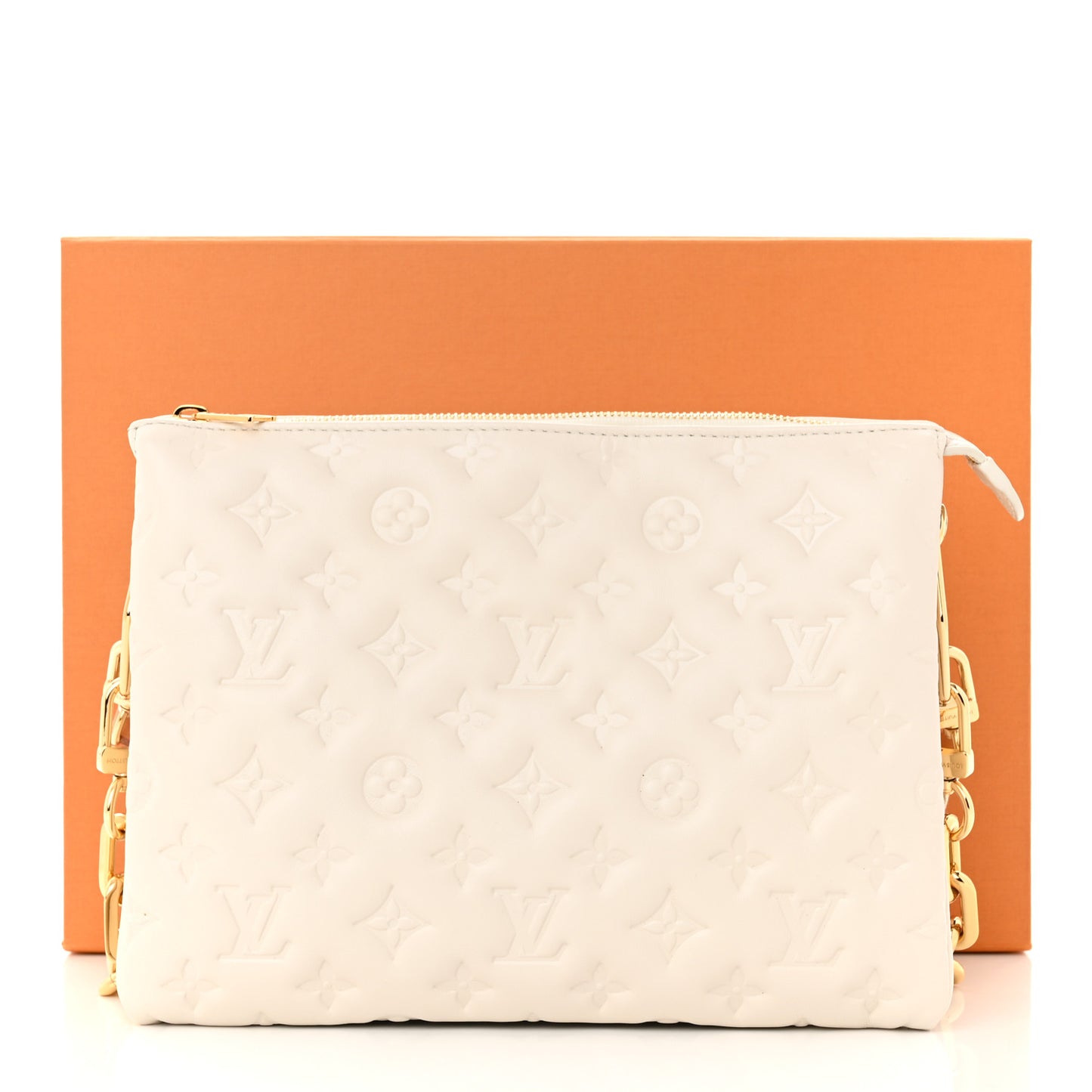 Lambskin Embossed Monogram Coussin PM Beige Cream