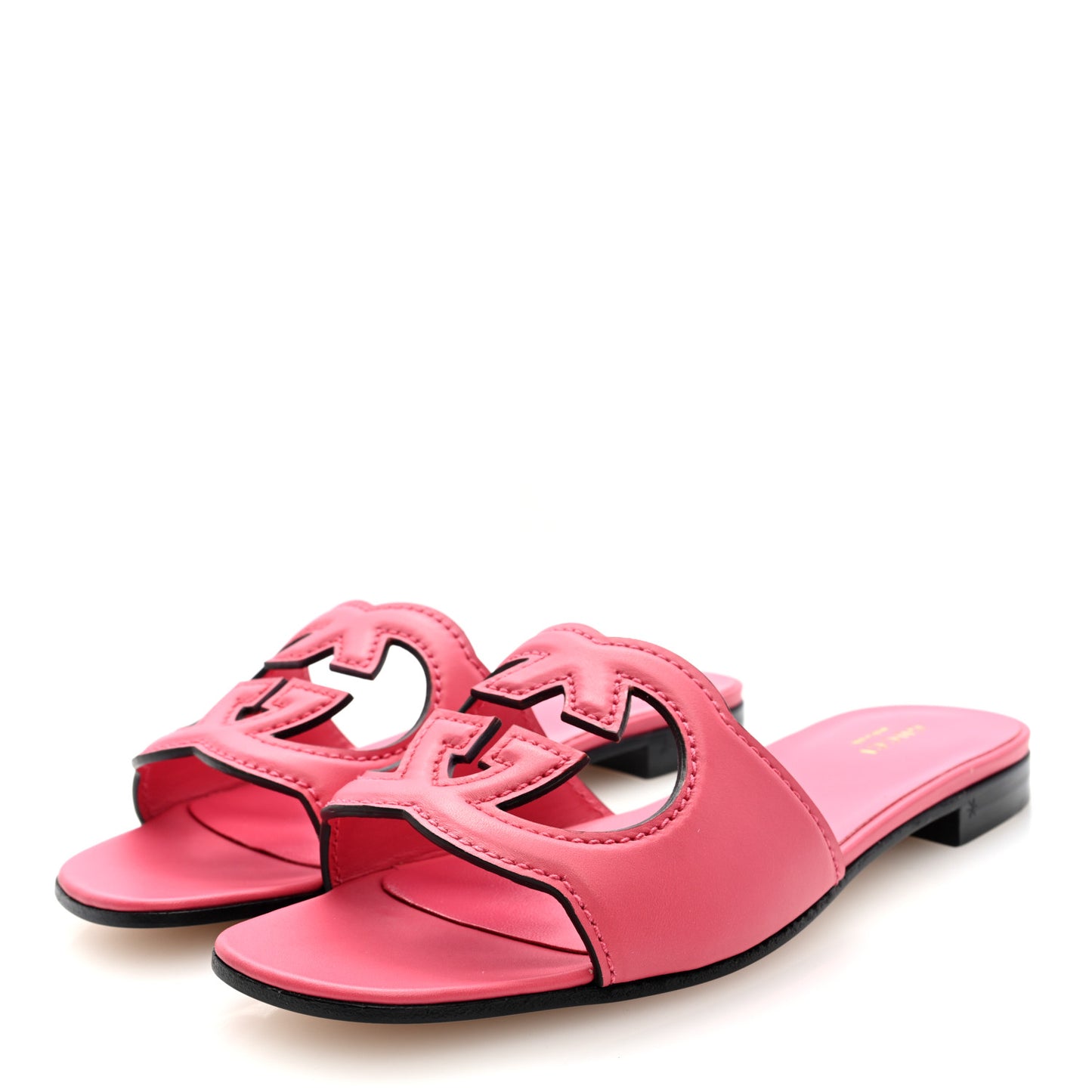 Cosmos Softy Calfskin Interlocking G Cut Out Slide Sandals 37 Rhodamine Pink