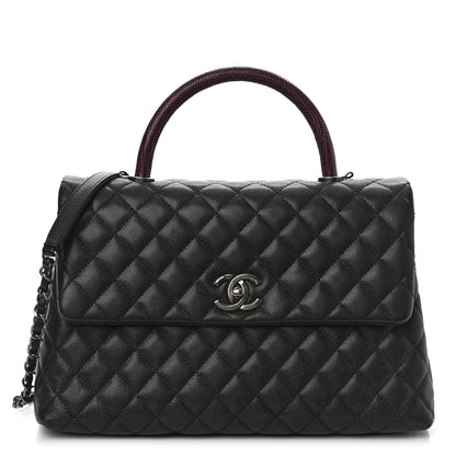 Chanel Caviar Lizard Quilted Medium Coco Handle Flap Black 1 of 10