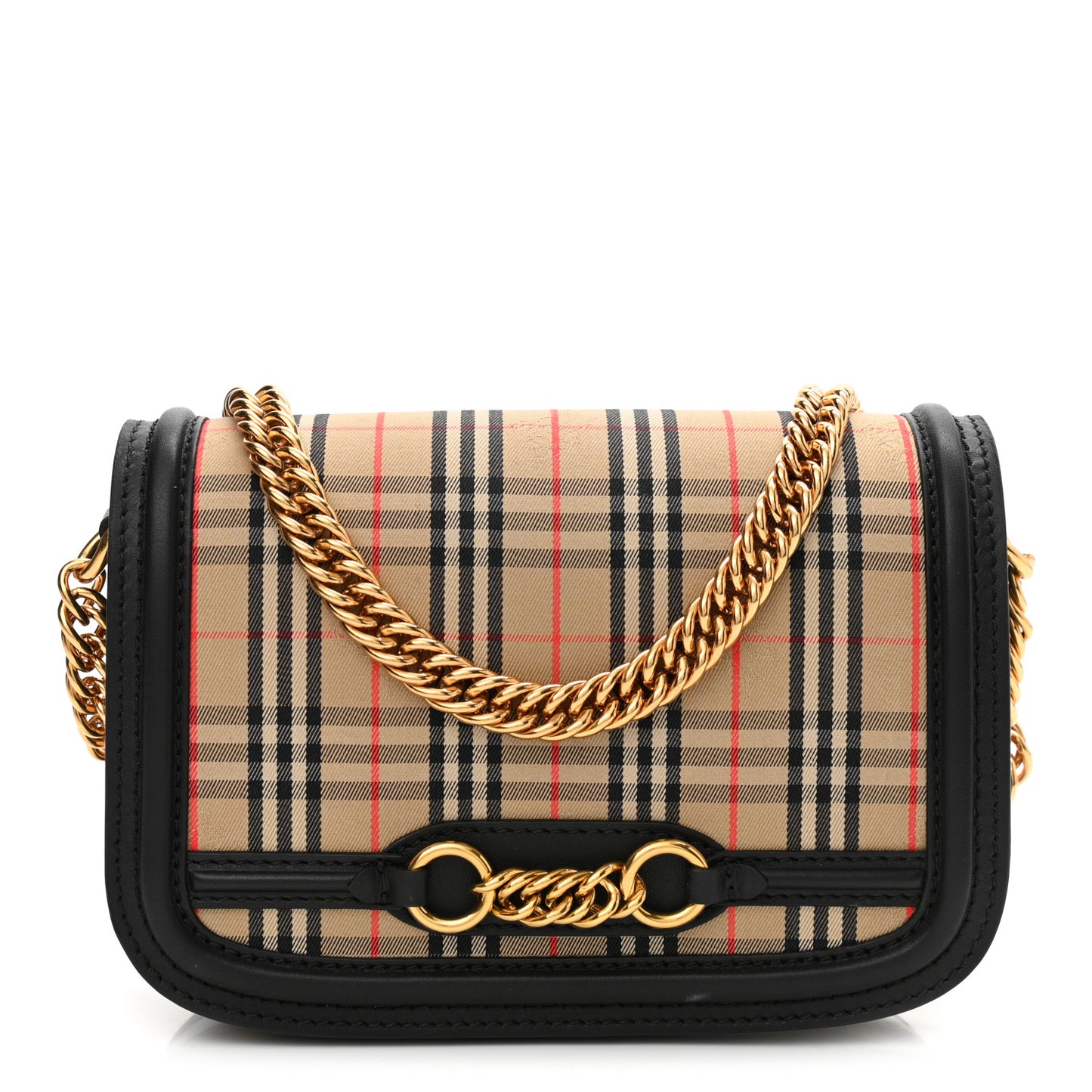 Smooth Calfskin 1983 Knight Check Link Shoulder Bag Black