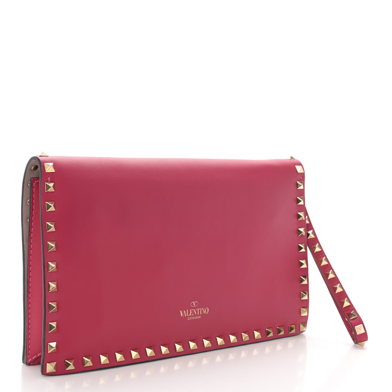 Valentino Garavani Nappa Rockstud Wristlet Clutch Fuxia 3 of 11