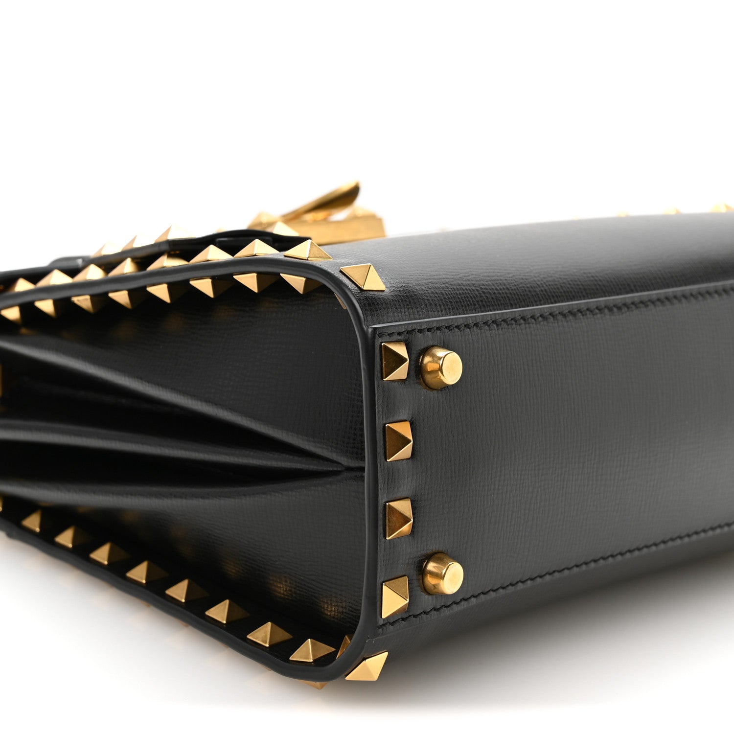 Valentino Garavani Grainy Calfskin Small Rockstud Alcove Top-Handle Flap Bag Black 8 of 10