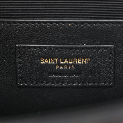 Saint Laurent Grain De Poudre Matelasse Chevron Medium Monogram Satchel Black 6 of 11
