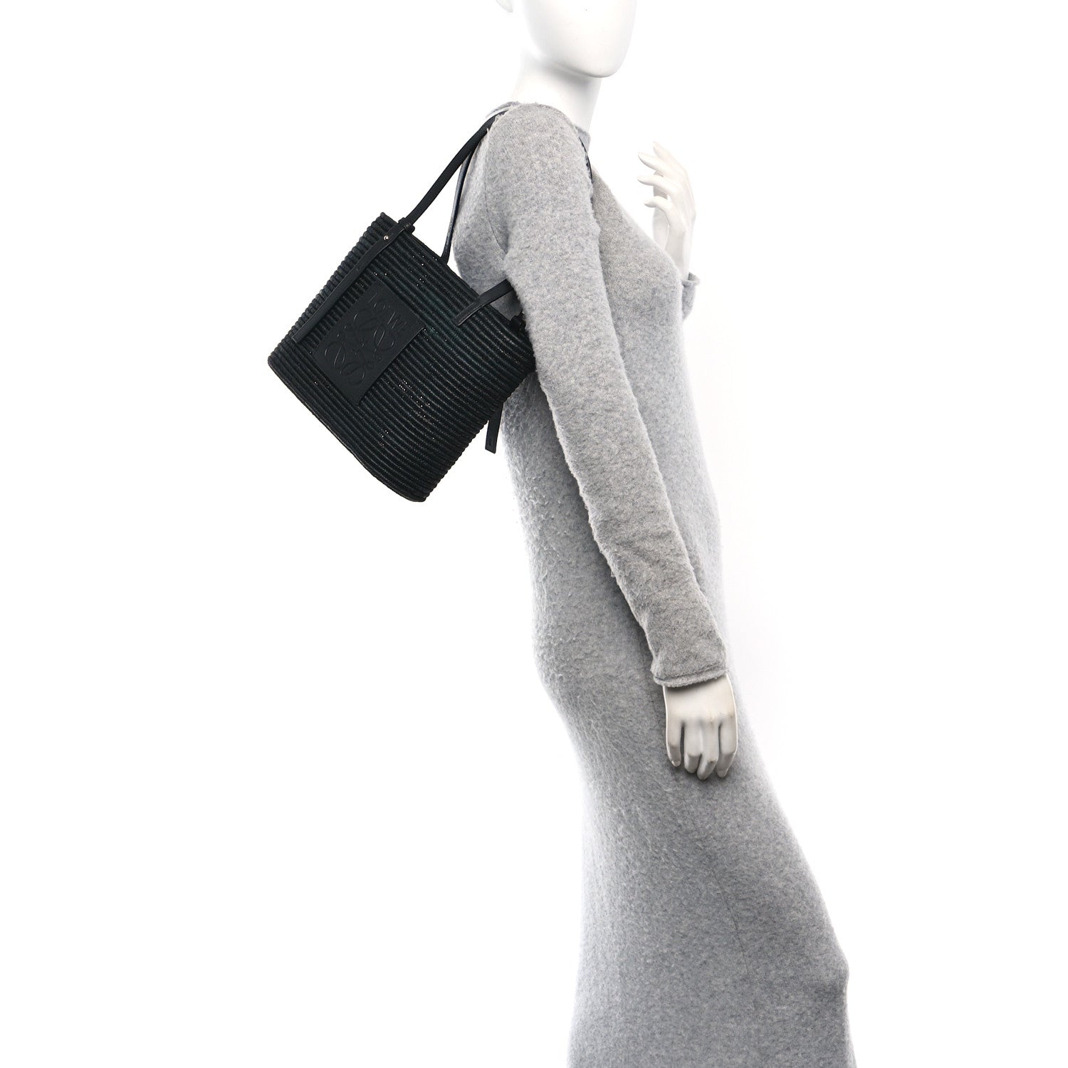 Loewe Raffia Square Small Basket Tote Bag Black 2 of 10