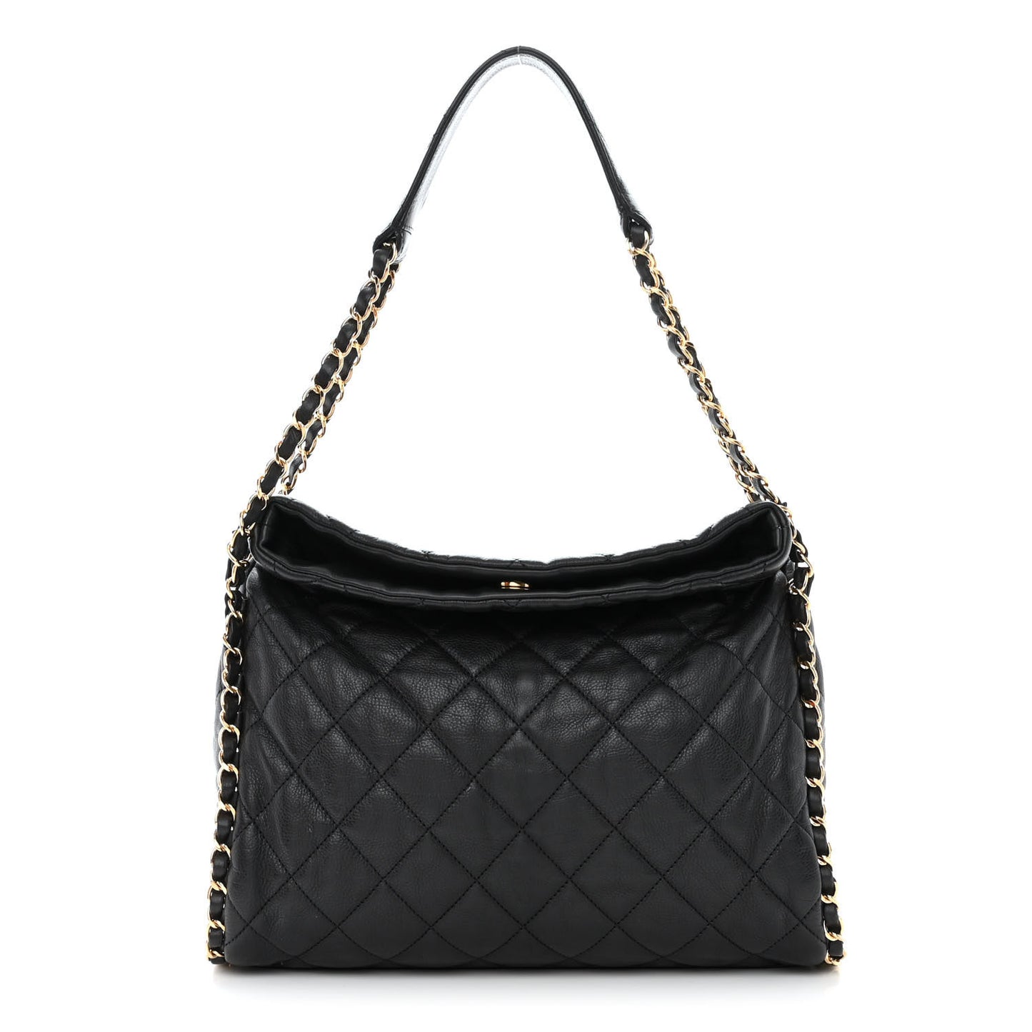 Calfskin Quilted Medium Chain Me Hobo Black