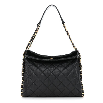 Chanel Calfskin Quilted Medium Chain Me Hobo Black 1 of 10
