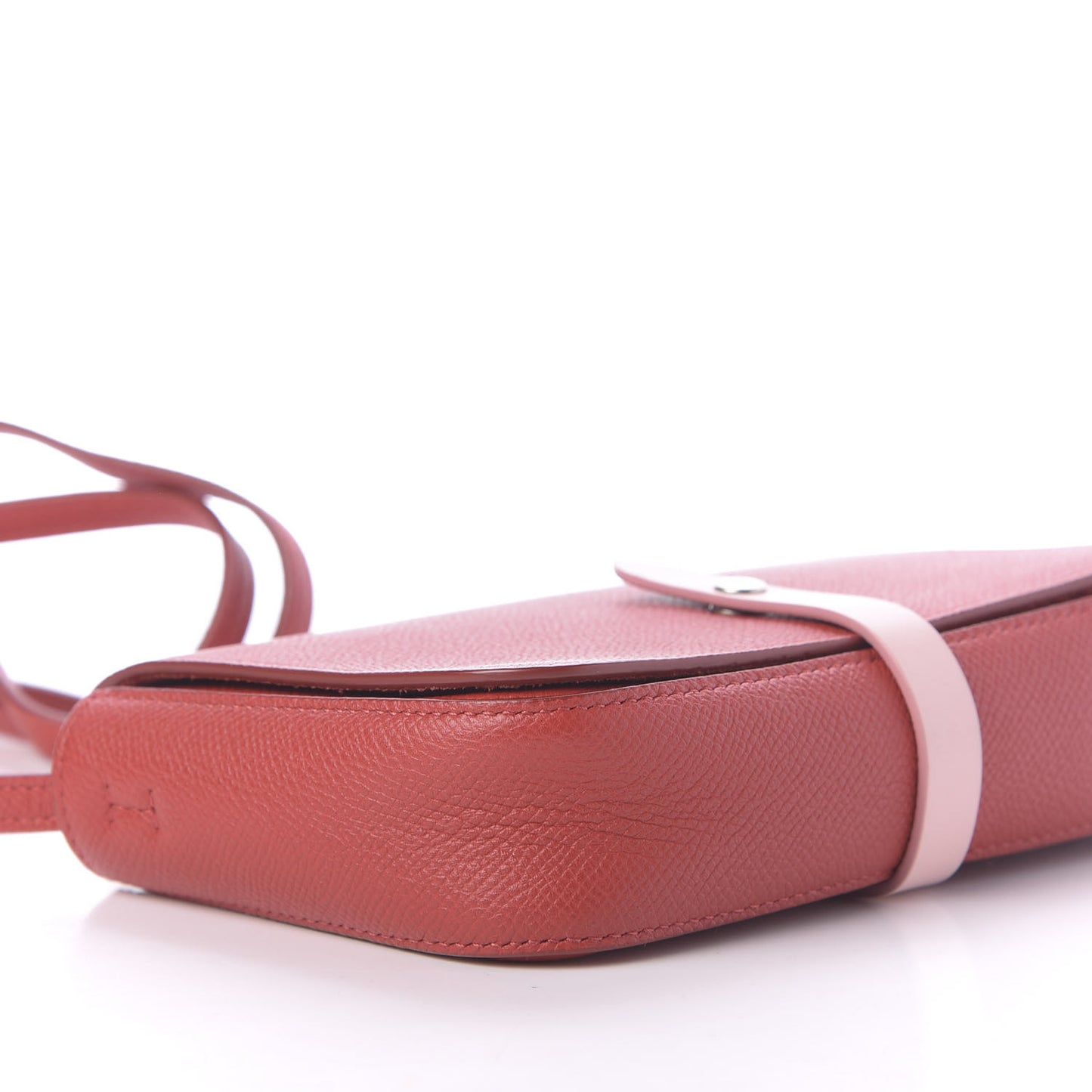 Grained Shiny Calfskin Strap Clutch Scarlet