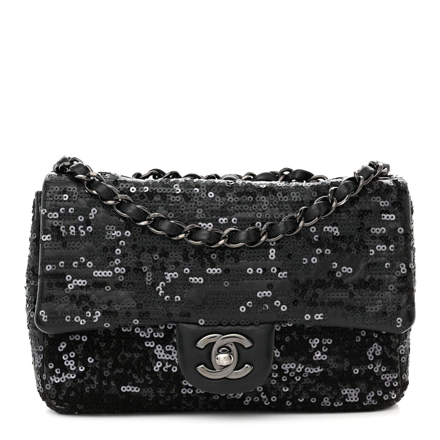 Sequin Lambskin Mini Moonlight on Water Flap Black