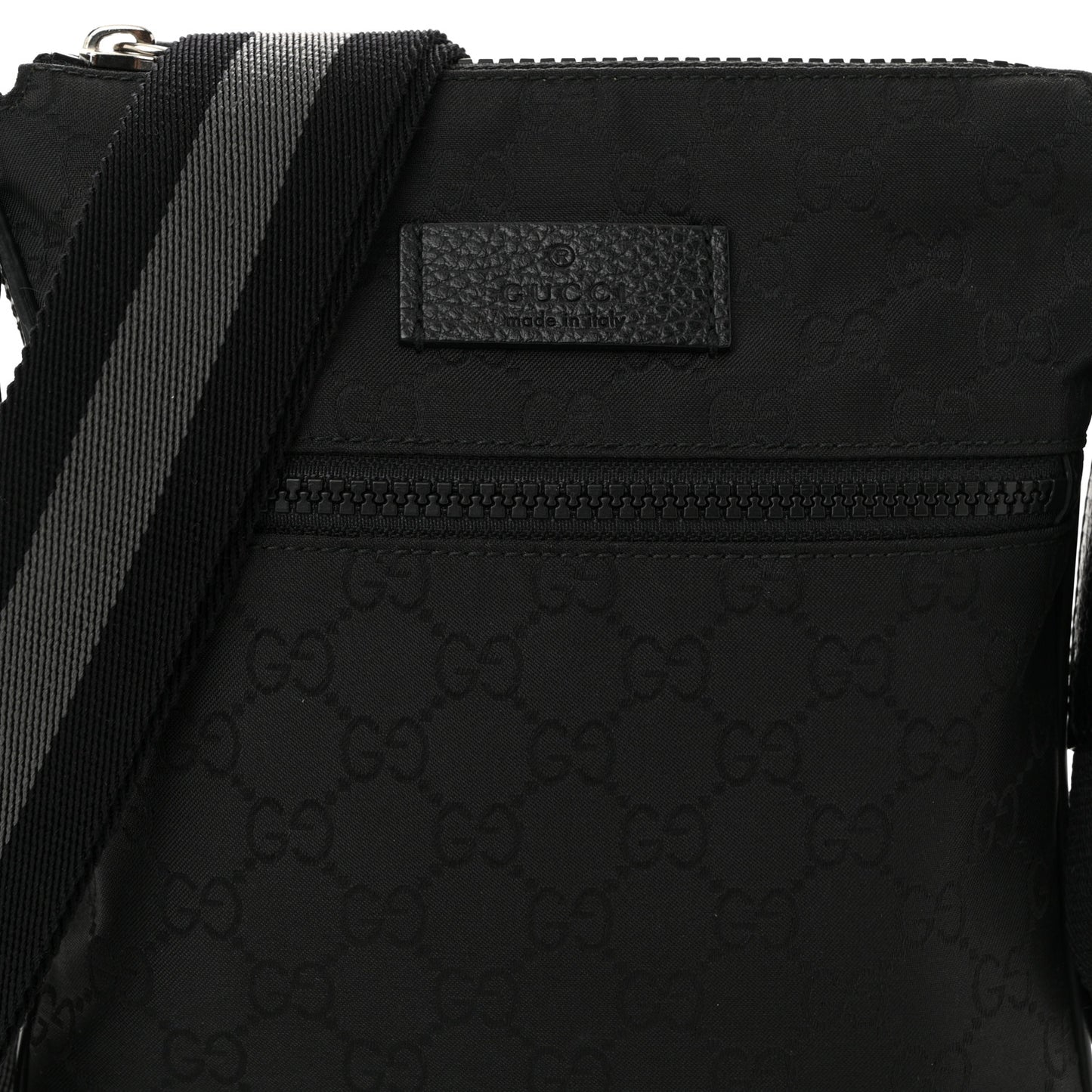 Nylon Monogram Mini Flat Messenger Bag Black