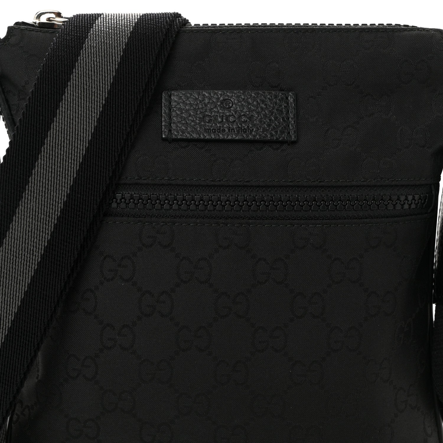 Gucci Nylon Monogram Mini Flat Messenger Bag Black 8 of 10