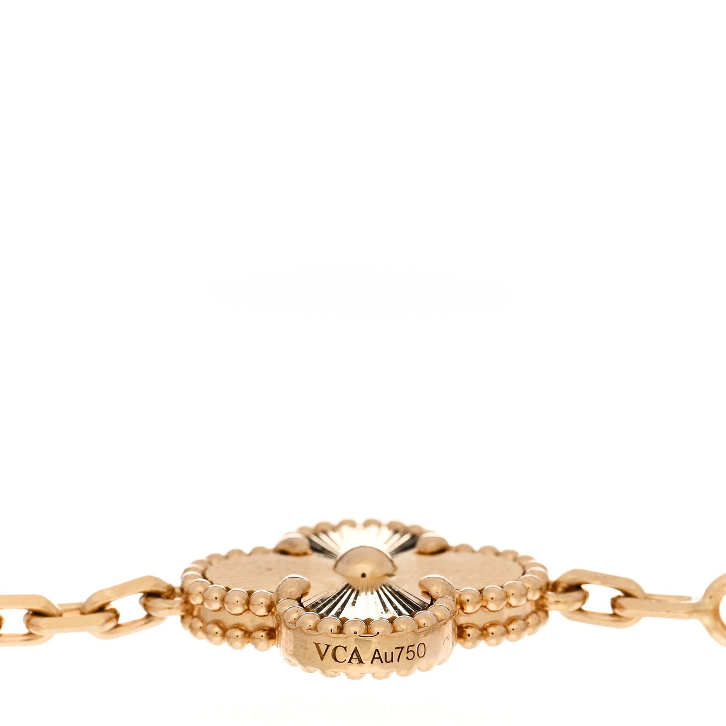18K Yellow Gold 5 Motifs Guilloche Vintage Alhambra Bracelet
