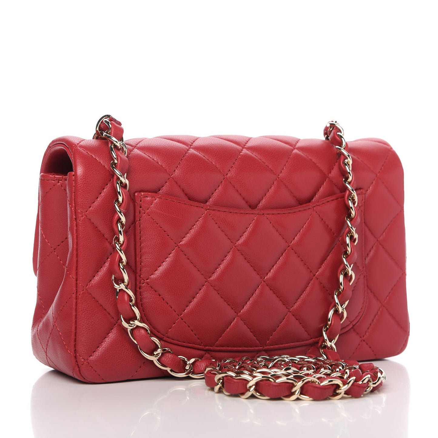 Lambskin Quilted Mini Rectangular Flap Red