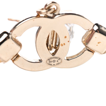 Chanel Crystal CC Drop Hoop Earrings Gold 4 of 6