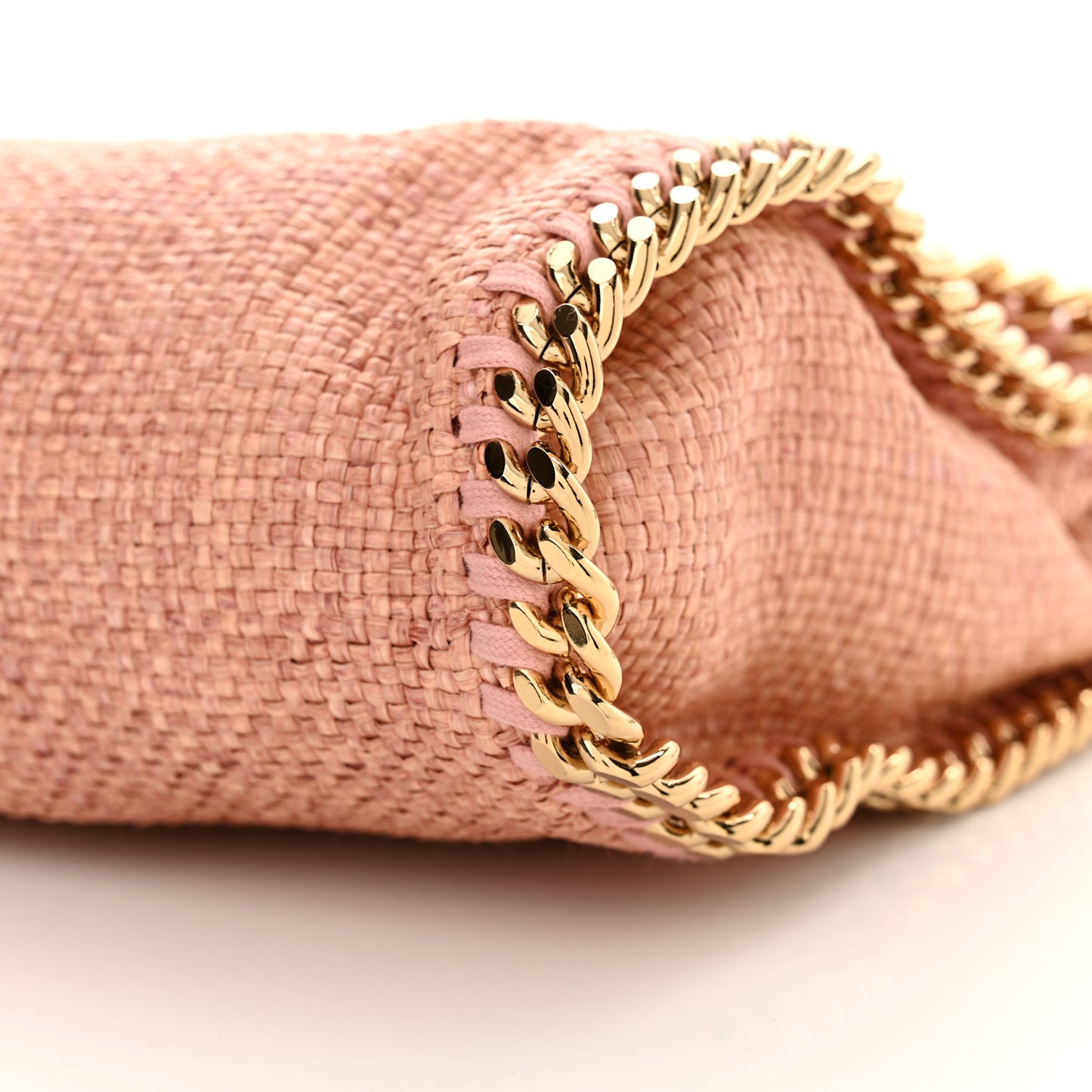 Raffia Mini Falabella Fold Over Tote Pink