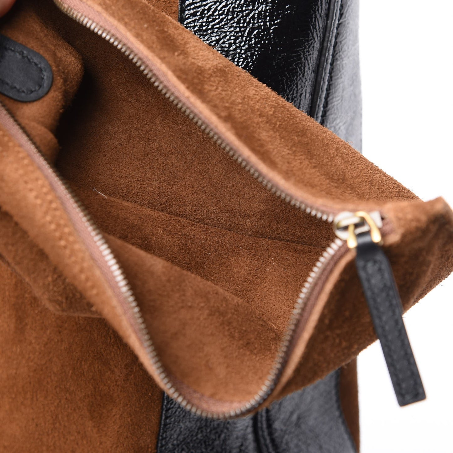 Suede Patent Web Large Ophidia Vertical Shopping Tote Nocciola Black