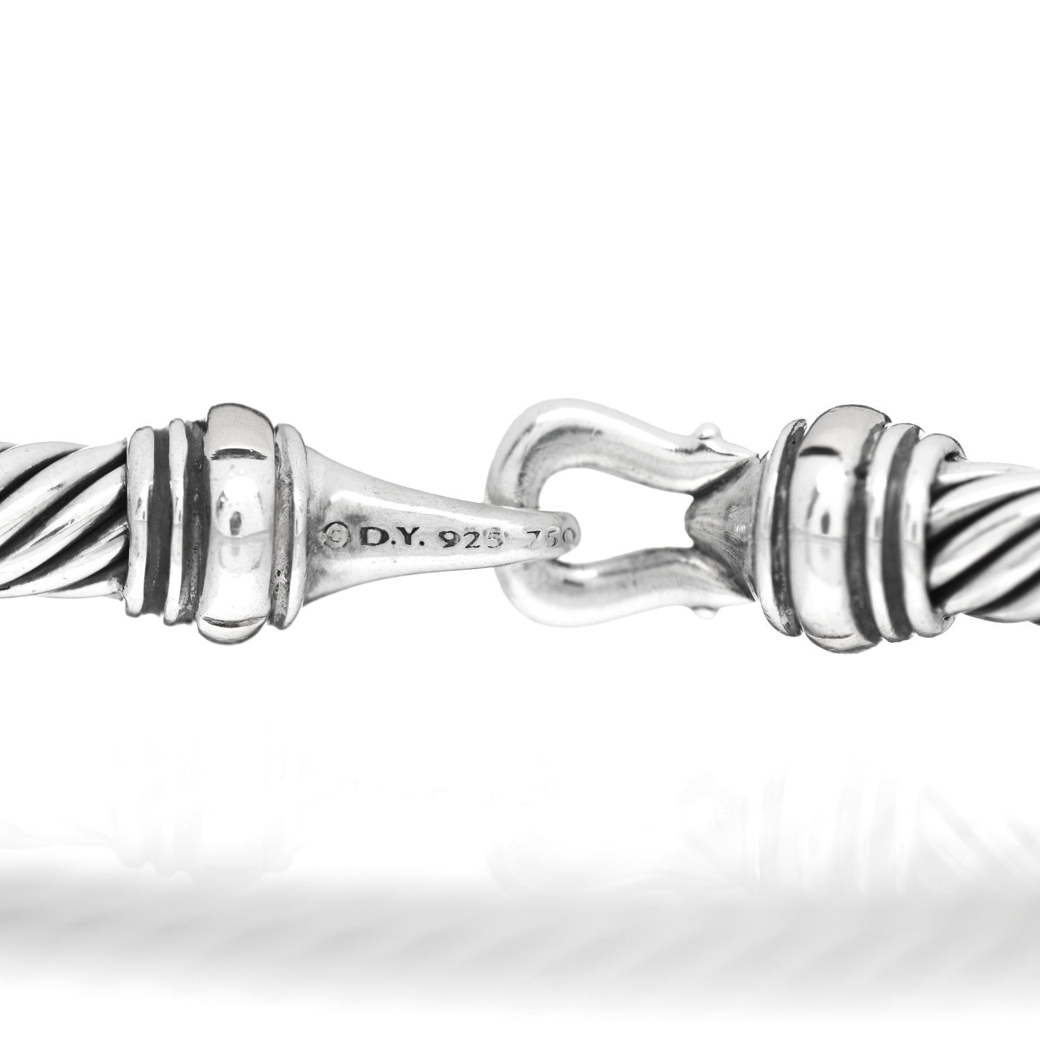 David Yurman Sterling Silver 18K Yellow Gold 4mm Cable Buckle Bracelet 4 of 4