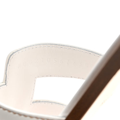 Hermes Box Calfskin Oran Sandals 38 White 8 of 8