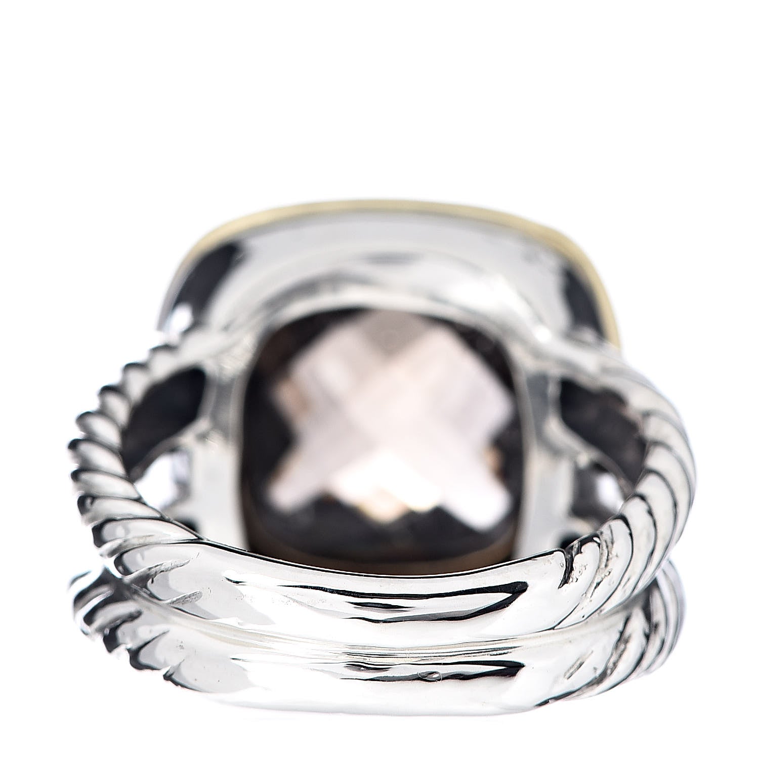 David Yurman Sterling Silver 18K Yellow Gold Diamond Smoky Quartz 11mm Albion Ring 52 6 4 of 5