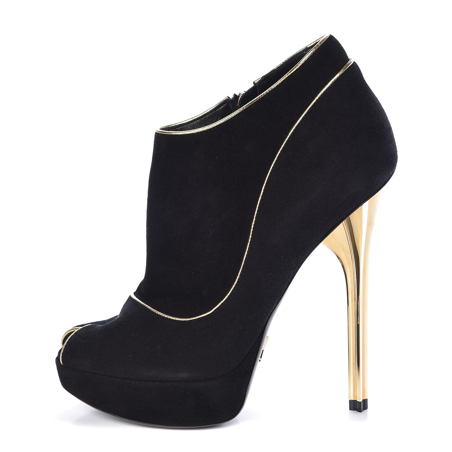 Louis Vuitton Suede Peep Toe Platform Booties 37 Black 1 of 8
