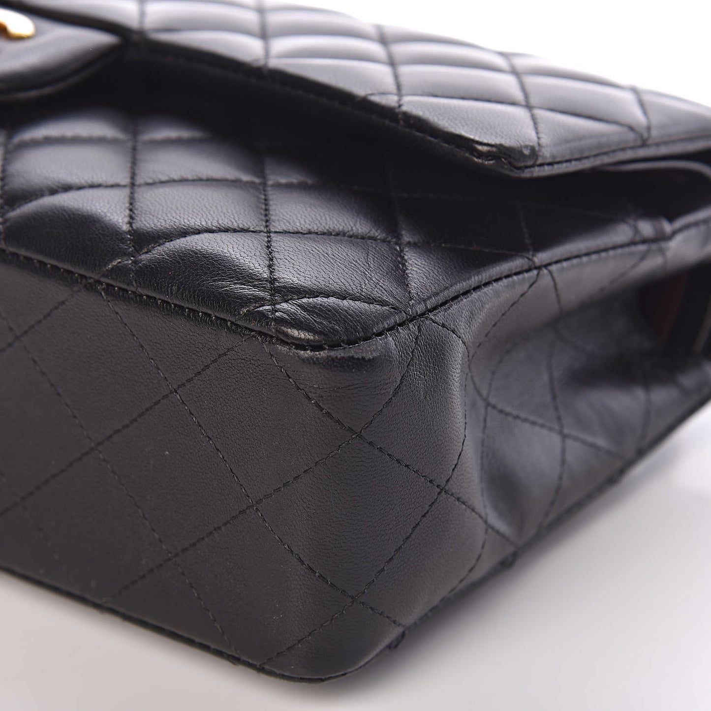 Lambskin Quilted Medium Double Flap Black