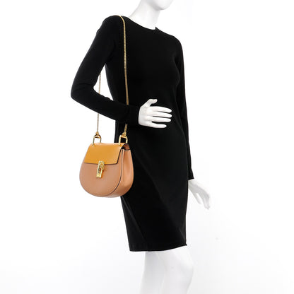 Chloe Grained Calfskin Lambskin Drew Shoulder Bag Wet Sand Sunflower 2 of 7