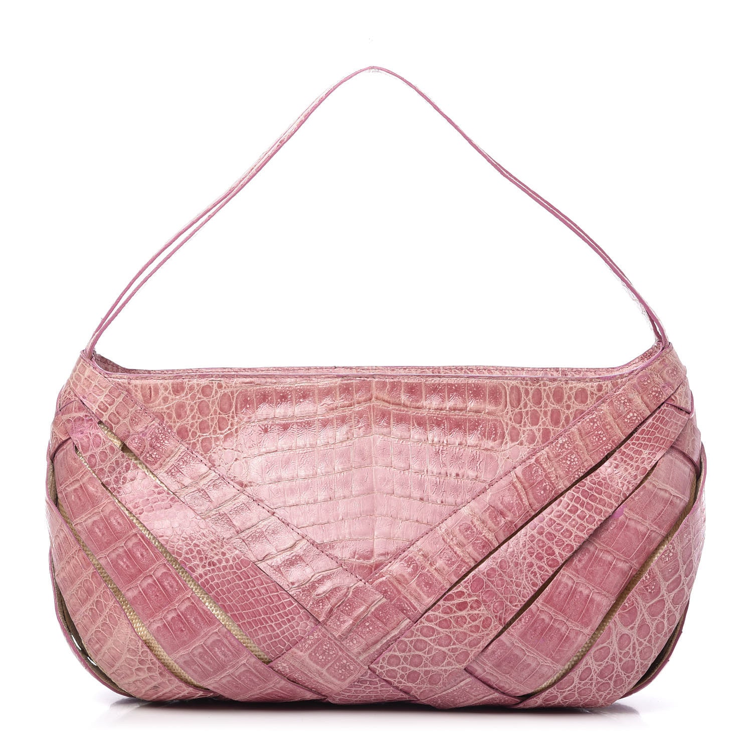Nancy Gonzalez Crocodile Woven Shoulder Bag Pink 1 of 11