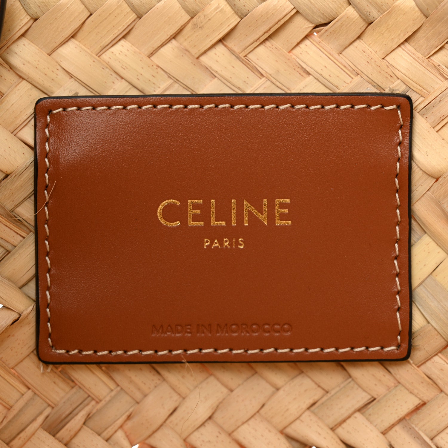 Celine Raffia Calfskin Heart Triomphe Teen Panier Tan 6 of 9