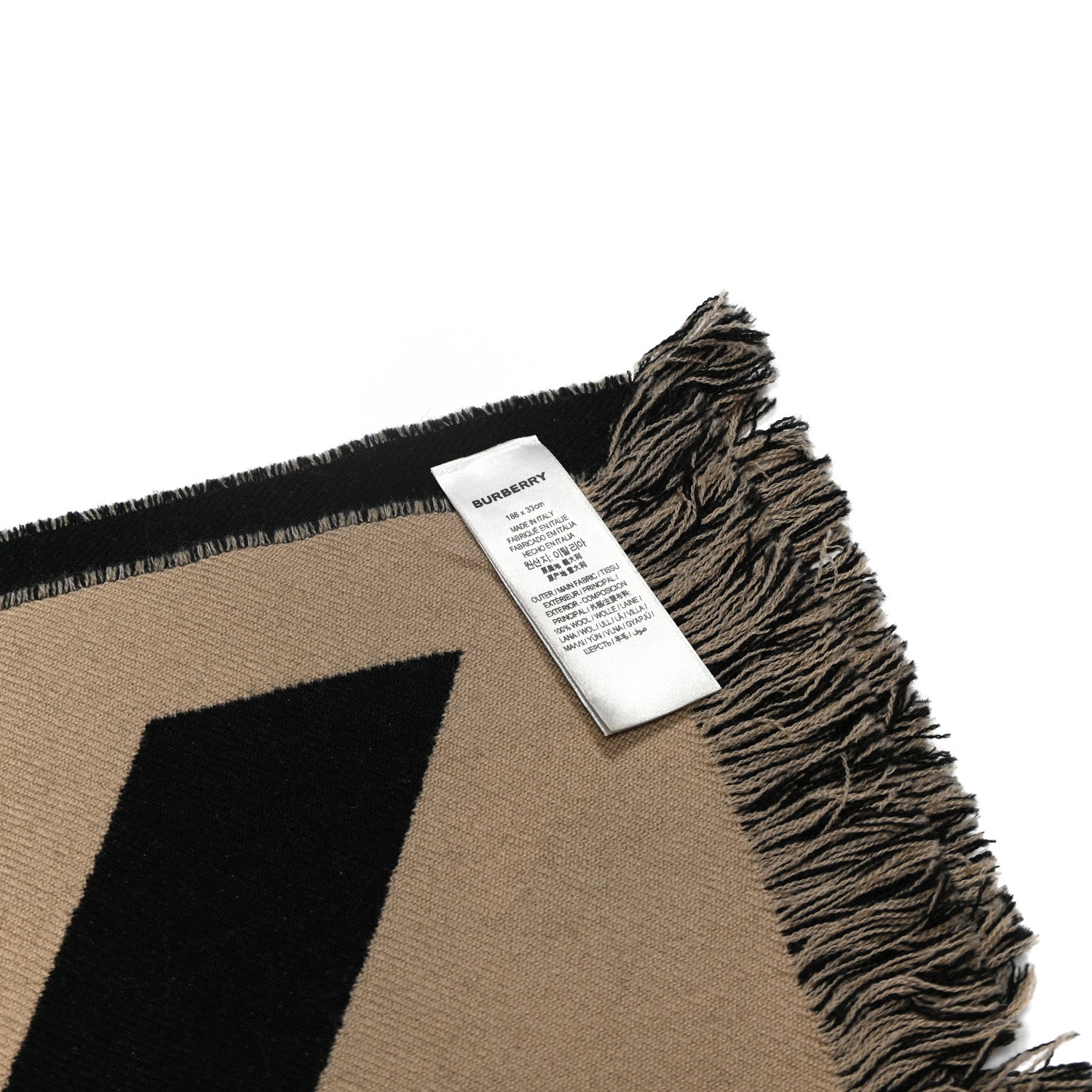 Burberry Wool Logo Football Scarf Black Archive Beige 3 of 3