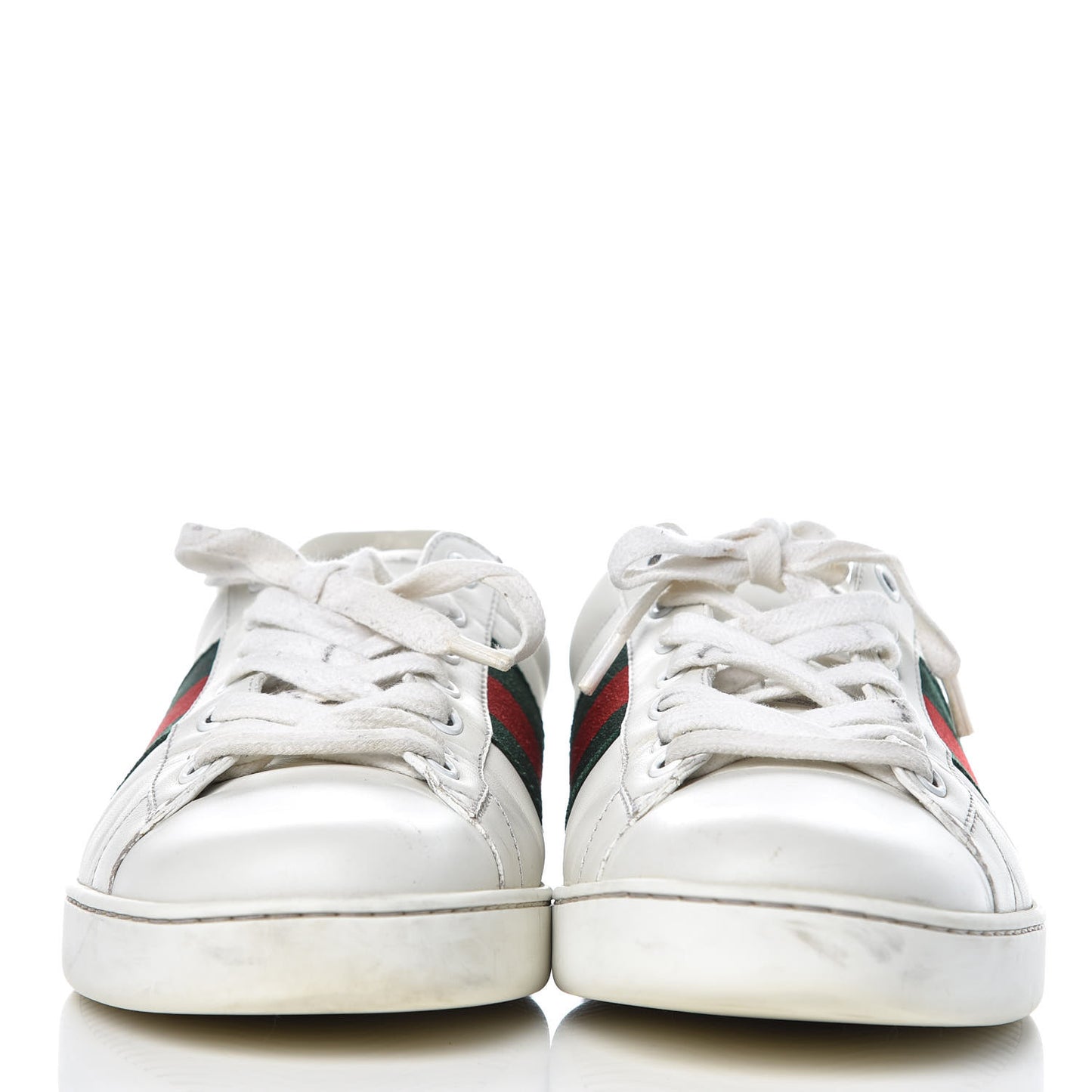 Calfskin Crocodile Web Mens Ace Sneakers 8.5 White Green