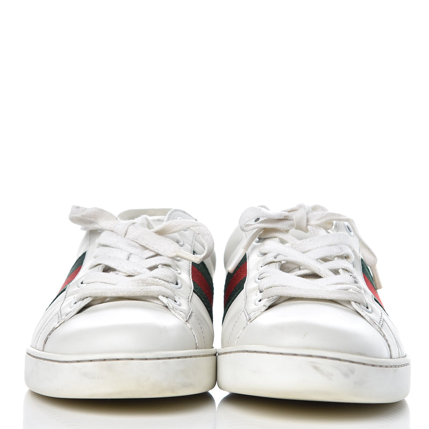 Gucci Calfskin Crocodile Web Mens Ace Sneakers 8.5 White Green 2 of 19