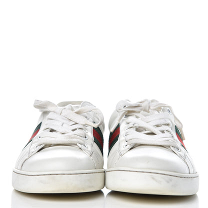 Gucci Calfskin Crocodile Web Mens Ace Sneakers 8.5 White Green 2 of 19