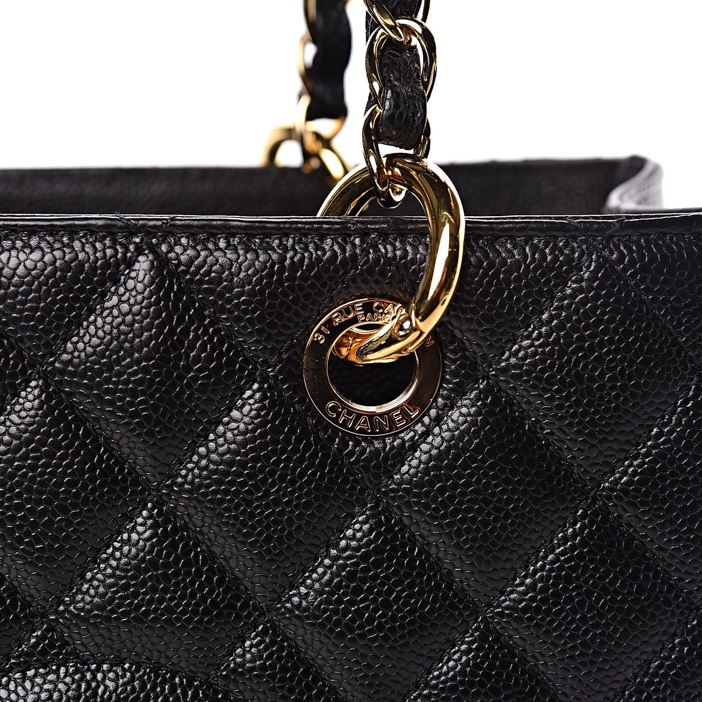 Caviar Quilted Grand Shopping Tote GST Black
