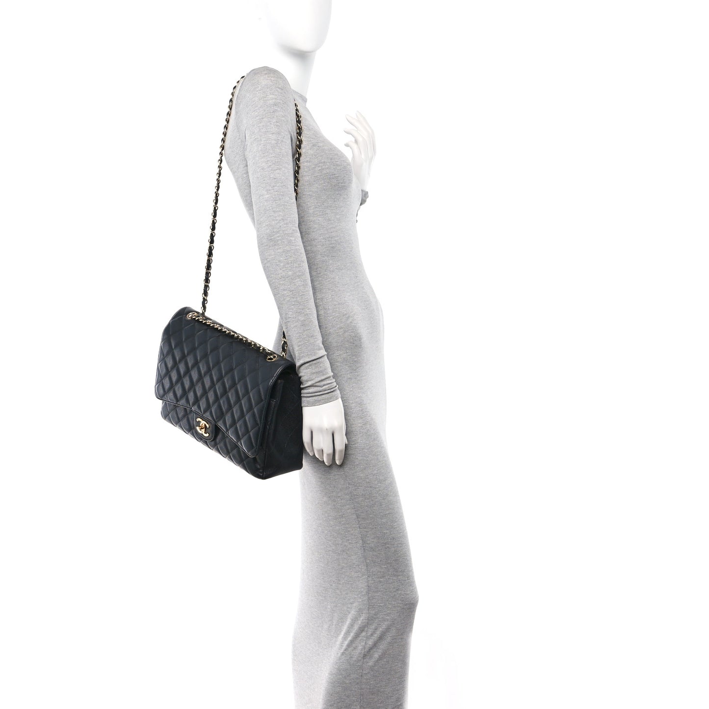 Caviar Quilted Maxi Double Flap Black