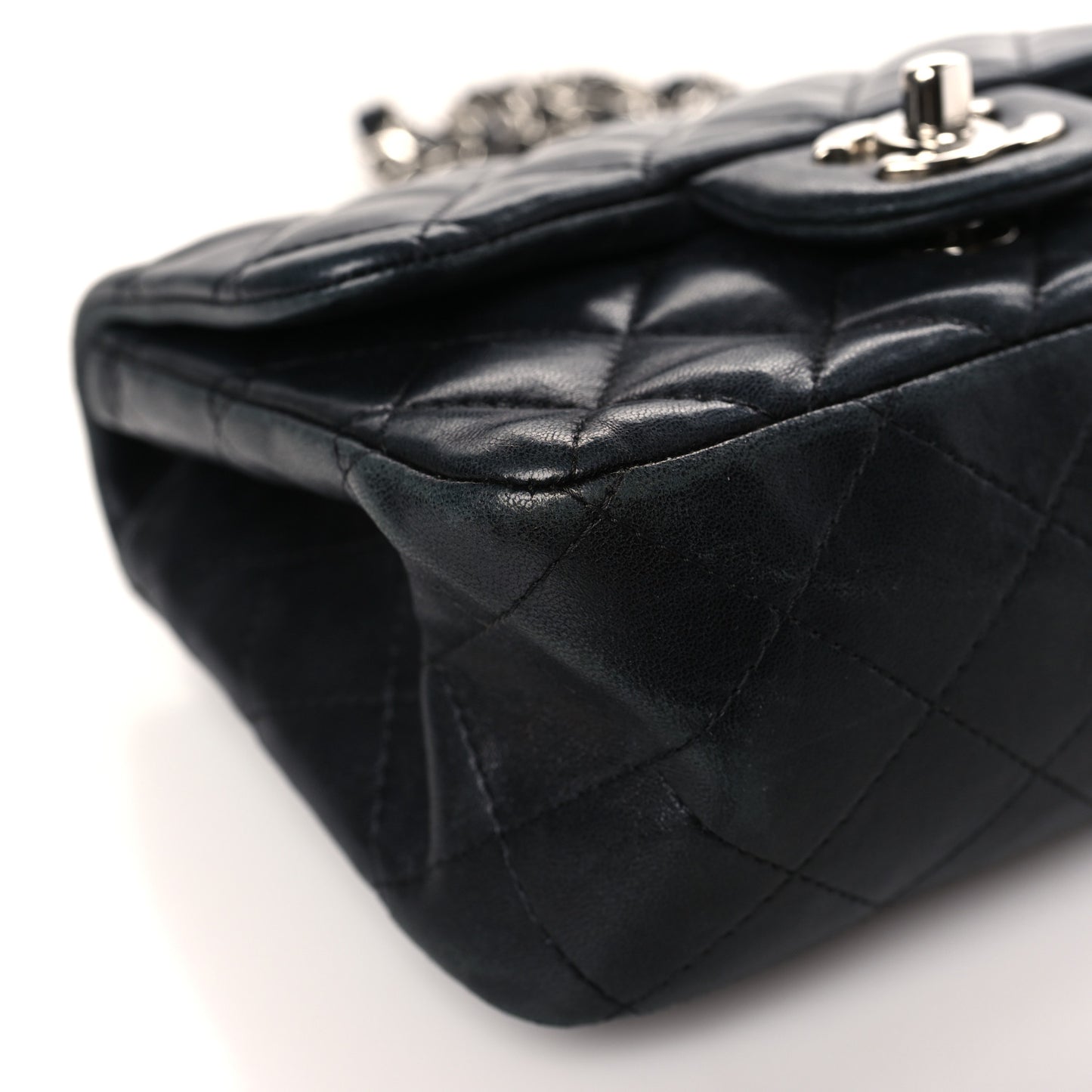 Lambskin Quilted Mini Square Flap Black