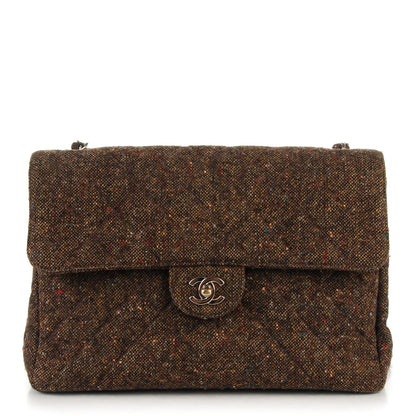 Chanel Tweed Quilted Jumbo Single Flap Brown 1 of 14